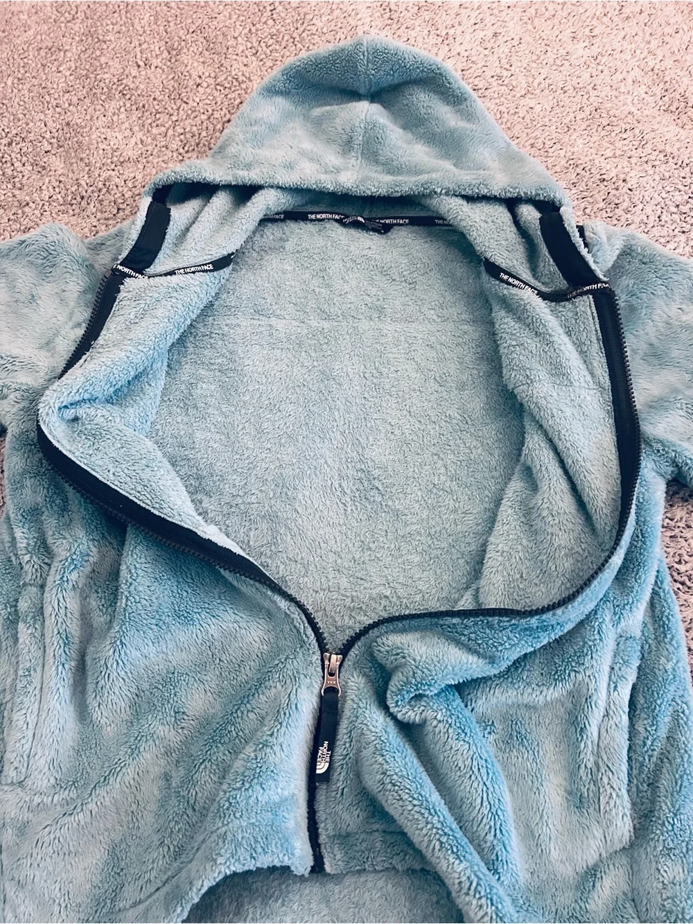 The North Face Girls Blue Teal Oso Full Zip Hooded Fleece Jacket X-Large (18)